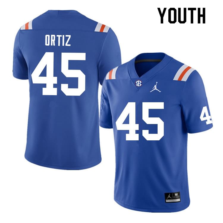 NCAA Florida Gators Marco Ortiz Youth #45 Nike Blue Throwback Stitched Authentic College Football Jersey MQT4364WZ